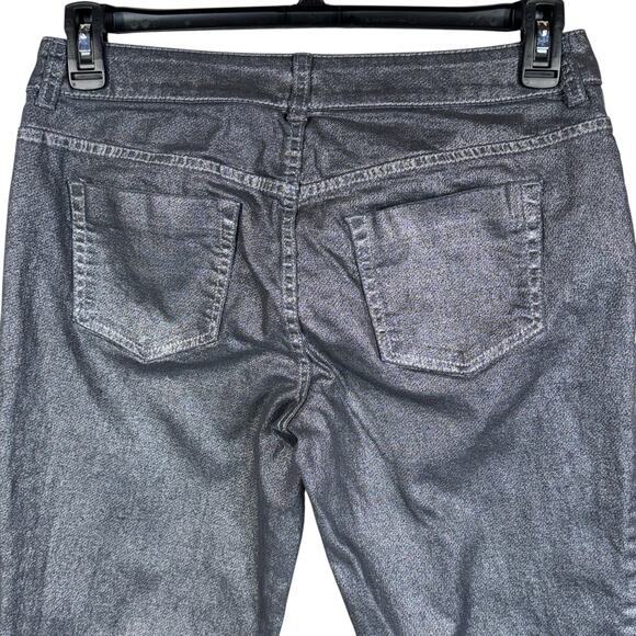Chico’s Platinum SZ 0 (Small) Pants Mid-Rise Pockets Zip-Fly Shiny Silver Gray - Picture 5 of 8